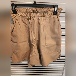 NuDenmark Paperbag Faux Leather Khaki Shorts